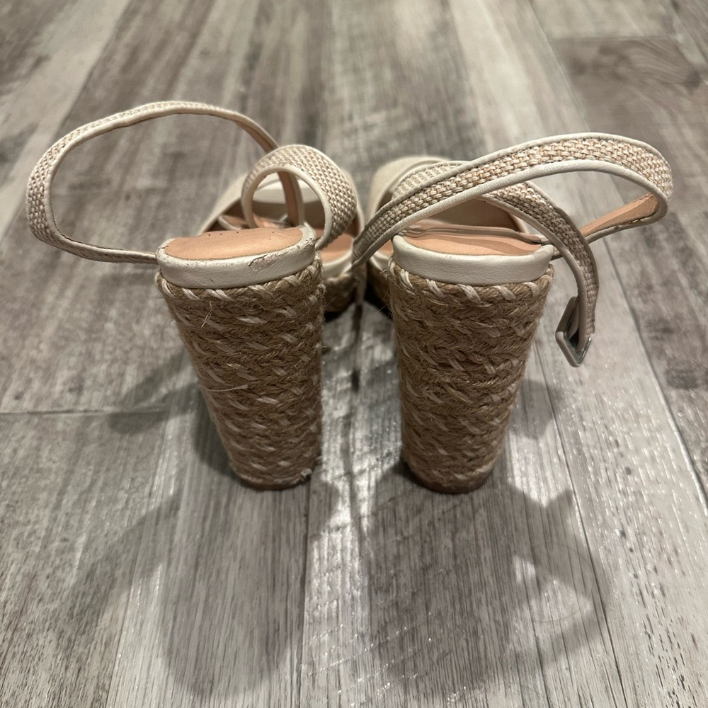 RAYE Natural Raffia Platform Wedge Sandals with Ankle Strap - Picture 5 of 6